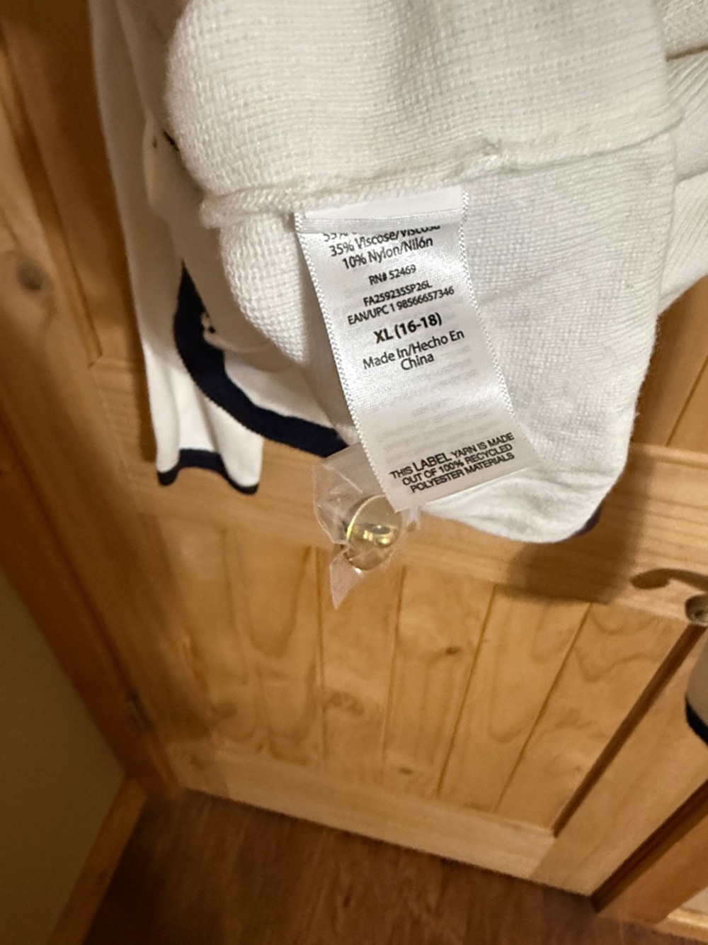 Free Assembly Women's Crewneck Cardigan - Cream with Navy Trim - Picture 4 of 5